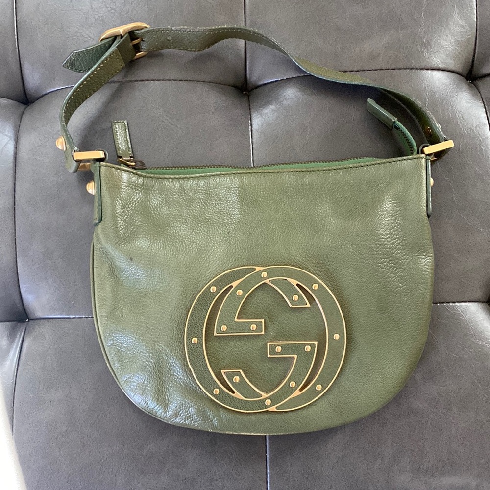 Gucci 
Leather Small Blondie Hobo Green